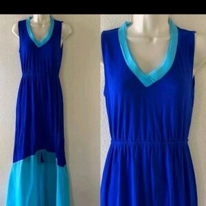 Boston Proper Womens Blue Sleeveless V-Neck Sundress Small Y2k